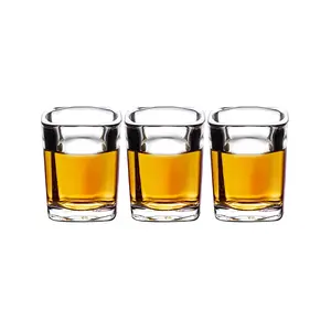 2 oz Cool square whiskey liquor Shot Glass with thick heavy