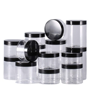 Food Grade <b>Clear</b> PET <b>Container</b> Wide Mouth Jar With Black <b>Plastic</b> Lid 150ml 250ml 280ml 350ml 400ml 500mll - Product Image 1