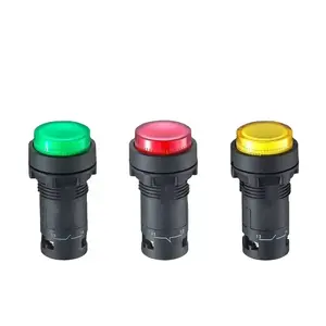 Botão de pressão com cabeça convexa, interruptor de botão LED vermelho verde amarelo com travamento automático 220v