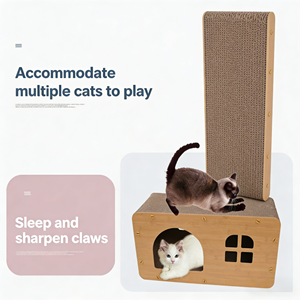 Casa para Gatos con Rascador, 55x29x25 cm, de Cartón Corrugado Resistente, con Espacio Privado para Dormir, Fácil de Montar - Product Image 3