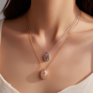 Collier pendentif tendance Zi Zhi en acier inoxydable, chaîne or et argent, bijoux pour femmes, classique, à porter au quotidien - Product Image 2