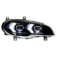 Ensemble de phares LED pour BMW X5 E70 2007-2013, lentille de projecteur laser, sourcil bleu DRL, clignotant séquentiel, plug and play