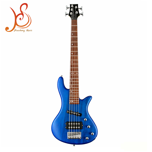 Custom 5-String Electric Bass Guitar Natural Satin Finish Solid Wood Body Rosewood Fingerboard 2-Pickup 4-Control