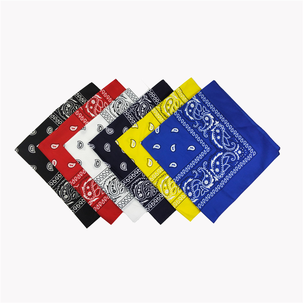 Черно-желтая бандана от производителя, Женская бандана из 100% полиэстера, белая Бандана с пейсли принтом, в наличии