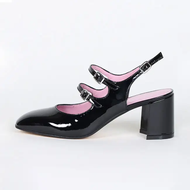 Custom Made Classy Block Heel For Office Dress Two Buckle Strap Chic Women Slingback Pumps Custom Mary Jane Shoes