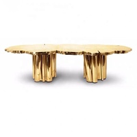 Meuble de maison au design unique, table de banquet en acier inoxydable or, 6 places, table à manger de luxe