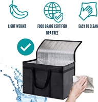 Sac isotherme portable pliable noir pour le transport des aliments chauds pour le camping et l'épicerie écologique