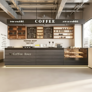 Comptoirs de bar sur mesure pour cafés et espaces commerciaux, bois, acier inoxydable, couleur personnalisable, haute qualité, caisse enregistreuse - Product Image 5