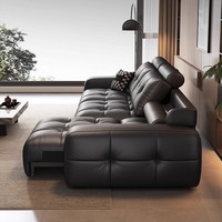 Sofá Seccional Modular de Cuero Genuino con Relleno de Esponja, Plegable y Ajustable, Multiusos, Estilo Italiano Minimalista Moderno