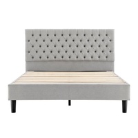 Sommier de lit rembourré au design simple, emballé dans une seule boîte, structure facile à assembler, cadres de lit en taille double, queen et king