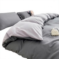 Parure de lit en coton lavé, couleur unie, housse de couette, style moderne et minimaliste, textile de maison pour chambre à coucher