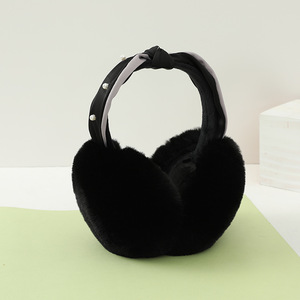 Bandeau noué en perles MIO Korea, <span class=keywords><strong>cache</strong></span>-oreilles d'hiver en fausse fourrure douce, <span class=keywords><strong>cache</strong></span>-oreilles moelleux et confortable pour femmes, <span class=keywords><strong>cache</strong></span>-oreilles chauds - Product Image 5