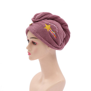 Lindo Gorro de Secado de Cabello Bordado de Felpa Coral 25x65 cm de Secado Rápido para Uso Doméstico - Product Image 4