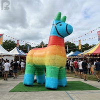 Modèle gonflable géant personnalisé avec logo lumineux, pinafore arc-en-ciel, âne, culture mexicaine, animal publicitaire pour événement