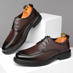 Chaussures habillées pour hommes en cuir véritable, style Oxford, à bout rond, à lacets, respirantes, pour le bureau et la carrière, semelle extérieure en caoutchouc, collection automne - Product Image 4