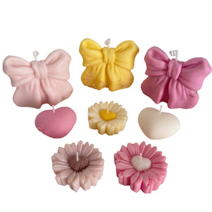 Lindo juego de regalo de velas de 3 piezas con forma de lazo, corazón y margarita, vela aromática, decoración de mesa para el hogar, regalo de recuerdo de cumpleaños - Product Image 5