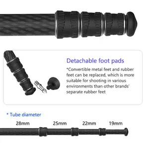 ビデオカメラ用卸売耐荷重17kgヘビーデューティーカーボンファイバーポータブル三脚プロフェッショナル