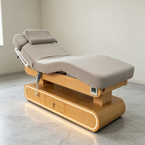Table de massage électrique réglable avec cadre en bois, lit de beauté avec chauffage et éclairage d'ambiance, mobilier de salon - Product Image 4