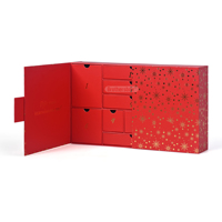 Luxuriöse Handgefertigte 10-Tage-Countdown Weihnachtsgeschenkverpackung Goldprägung Maßgefertigte Adventskalender-Box mit Kleinen Schubladen
