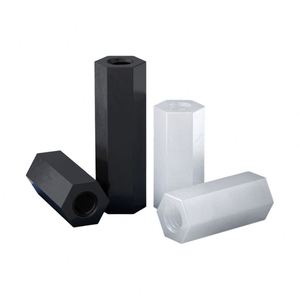 Flat Head Hex Nylon PA66 Standoff Double Way <b>Plastic</b> Isolation <b>Spacer</b> White Black Support Column Self-Locking Fully Threaded - Product Image 2