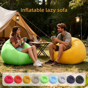 Opblaasbare luchtbank voor binnen en buiten, draagbare reisluchtbank, gevlokte PVC comfortabele loungestoel voor kamperen, strand en thuisgebruik - Product Image 3