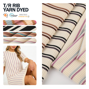 Tela de canalé teñida con hilo TR, canalé para cuello, material textil duradero y resistente al desgaste para tapicería de sofá. - Product Image 1