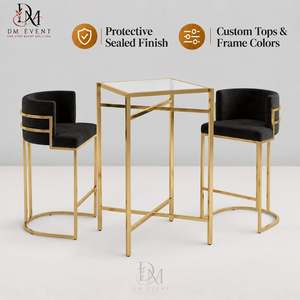 Square Cocktail <b>Table</b> for Furniture Wholesalers with Gold <b>Stainless</b> <b>Steel</b> Open Frame Base and Mirrored Tempered Glass Top - Product Image 1
