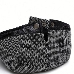 หมวกเบเร่ต์สไตล์อังกฤษ หนัง PU ลายบิล เฮอร์ริงโบน ทวีด สำหรับฤดูใบไม้ร่วงและฤดูหนาว หมวกไอวี่อุ่นๆ - Product Image 3