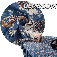 Tissu Jacquard Brocart Motif Éléphant Teint en Fil Polyester/Coton Poids Moyen pour Textile de Maison, Tapisserie, Canapés, Nappes, Plaids
