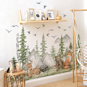 Décoration de <span class=keywords><strong>chambre</strong></span> d'enfant <span class=keywords><strong>stickers</strong></span> <span class=keywords><strong>muraux</strong></span> animaux de la <span class=keywords><strong>jungle</strong></span> cartoon autocollant 3d - Product Image 1