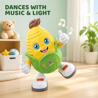 Jouet de danse en forme de maïs écologique rechargeable USB-C avec musique et lumières pour les tout-petits, cadeau d'anniversaire en gros