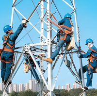 Tour de transmission en treillis d'acier sur mesure fabriquée à partir de plans, Q235Q345 Q355 galvanisé, pylon de ligne électrique 10-100m, certifié ISO