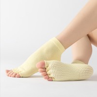 YS00012 confortable coton femmes Yoga chaussettes cheville poignées courtes Pilates chaussettes bonneterie doigt ouvert orteil fendu Tube chaussettes sport