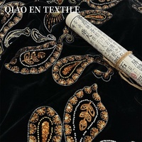 Tissu brodé en velours lourd haut de gamme avec des paillettes 3D et des perles en tube, accessoires pour robe de danse