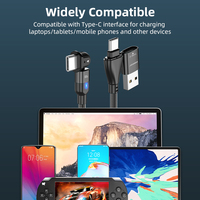 Laptop PD 60W 180 Grados 3A Cable USB de carga rápida para teléfonos tipo C y computadora 2 en 1 USB A + C Cable de transferencia de datos