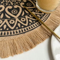 Napperons de table ronds en jute à franges, style bohème, pour mariage, dîner, cuisine