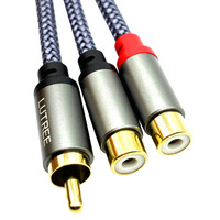 Câble adaptateur RCA en Y, 1 RCA mâle vers 2 RCA femelles, audio stéréo vidéo, caisson de basses, câble audio de voiture, adaptateur en Y