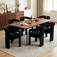 Ensemble de 2 chaises de salle à manger modernes en velours, chaise d'appoint rembourrée de style Mid-Century Modern