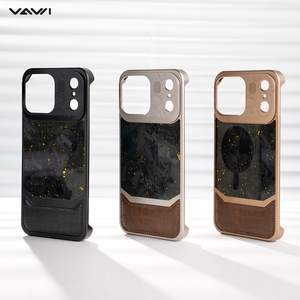 Étui de téléphone VAWI V-A03 en métal avec empiècements en <span class=keywords><strong>cuir</strong></span> de crocodile et fibre de carbone pour <span class=keywords><strong>iPhone</strong></span> 13 14 15 16 17 Pro Max - Product Image 6