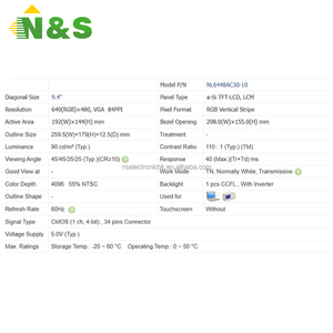 Nuevo Original en stock, pantalla LCD TFT VGA de 9,4 pulgadas, 640x480, para equipos industriales, médicos y automotrices, NL6448AC30-10 - Product Image 6