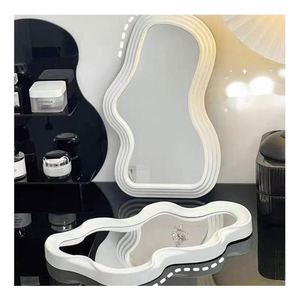 Espejo de Pared de Madera Art Deco de Cuerpo Entero Blanco y Negro, Espejo de Maquillaje de Forma Especial de Alto Nivel para Dormitorio y Hogar - Product Image 3