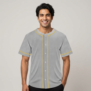 S-4XL surdimensionné 100% Polyester maille col rond hommes maillot de Baseball solide à manches courtes boutonné maillots de Baseball chemise - Product Image 1