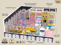 Equipo de Juego Interior Personalizado, Estructura con Diseño de Cara de Gato Temática JUMP TOWN, Tobogán Doble Rosa, Piscina de Pelotas, Piscina de Arena, Columpios |   FEC para Niños