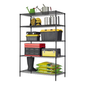 Industrial Steel Heavy-Duty Black Powder Coated Metal Wire <strong>Shelving</strong> 5 Layer <strong>Garden</strong> Shelf Storage Rack - Product Image 2