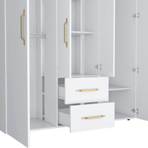 DB White Armario plegable de 2 puertas Armario de madera todo en uno para dormitorio o comedor Muebles para el hogar de estilo europeo - Product Image 4