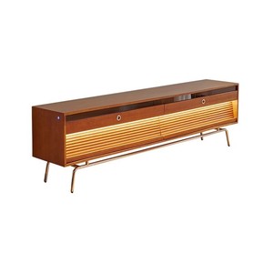 Mid Century Modern Solid Wood Tv Stand With Storage Drawers And Glass <b>Cabinet</b> For Living Room Furniture - Product Image 5