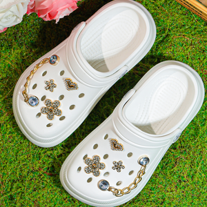 Kaymaz yaz çocuklar EVA kayma-on ayakkabı Rhinestone süslenmiş bebek ayakkabısı kız inci zincir çiçek-düz takunya - Product Image 2