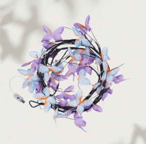 Lampe en rotin en forme de feuille de fleur de papillon LED avec des lumières de chaîne de branche flexibles DIY pour une décoration murale romantique de chambre à coucher de Noël - Product Image 6