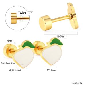 Boucles d'oreilles clous personnalisées pour enfants, motif fruits, tendance 2024, avec dos à vis, en gros - Product Image 5