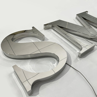 Bande LED 3D à face argentée personnalisable, enseigne alphabet en métal rétroéclairé, canal étanche pour mur de bâtiment à usage d'entreprise